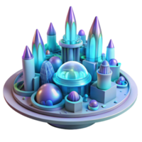 Futuristic Cityscape 3D Render Abstract Architectural Illustration of a Vibrant, Utopian Metropolis png