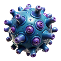 3D Render of a Microscopic Virus Particle, Abstract Blue and Purple Viral Structure png