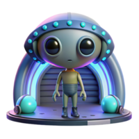 Adorable 3D Render of a Cute Alien in a Futuristic Spaceship Setting png
