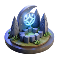 Enchanted Moonlit Grove 3D Render Mystical Stones, Glowing Symbol, Fantasy Game Asset png