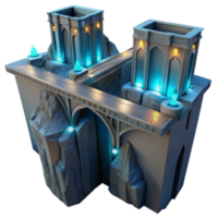Fantasy Bridge 3D Render Ethereal Towers, Glowing Crystals, and Arching Pathways png