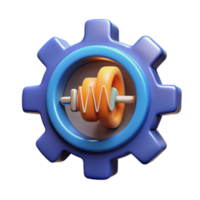 3D Render Gear Mechanism Illustration Abstract Cogwheel with Internal Spring and Cylinders png