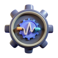 3D Render of Gear with Waveform Illustration Process Optimization Visualization png