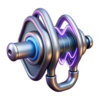 Futuristic 3D Render of a Metallic Device with Glowing Energy Core png