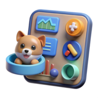Adorable Puppy 3D Render with App Interface Illustration png