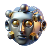 3D Render of Abstract Metallic Face with Geometric Elements png