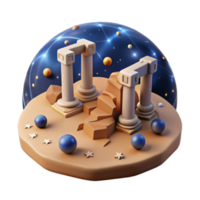 3D Render of Ancient Columns Under a Starry Dome png