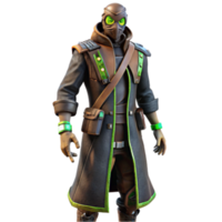 3D Render of a Futuristic Scientist in a Long Coat png