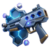 Futuristic 3D Render of Sci-Fi Energy Weapon with Hexagonal Design png