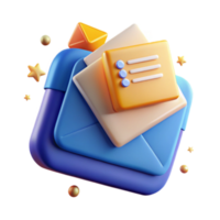 3D Render of Colorful Envelopes and Checklist Icon, Abstract Illustration png