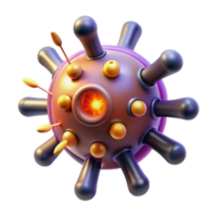 3D Render of a Stylized Virus Particle, Microbiology Illustration, Glowing Core, Abstract Medical Graphic png