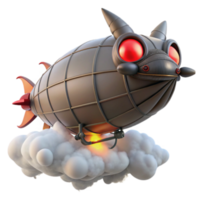 3D Render of a Steampunk Airship Cartoon Character in Flight png