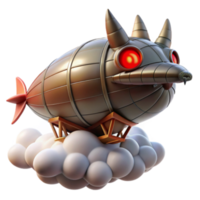 3D Render of a Steampunk Airship Beast in the Clouds png