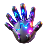 Neon Glowing Hand 3D Render Abstract Background Image png