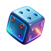 Neon Glowing Dice 3D Render, Abstract Game Background png