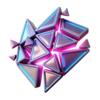 Abstract 3D Render of Interlocking Metallic Triangles with Neon Accents png