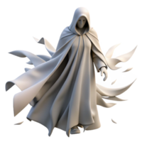 3D Render of a Hooded Figure in a Flowing Cloak, Mystic Fantasy Art png
