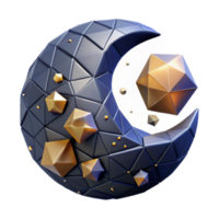 Crescent Moon 3D Render Geometric Abstract Background png