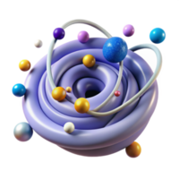 Abstract 3D Render of Colorful Orbiting Spheres png