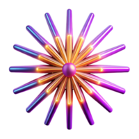 Abstract 3D Render of a Colorful, Glowing, Geometric Flower Design png