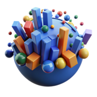 Vibrant 3D Render of Abstract Geometric Shapes on a Sphere png
