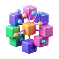 Colorful 3D Render of Interconnected Cubes Abstract Background Image png