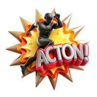 3D Illustration Action Burst Graphic Design Element png