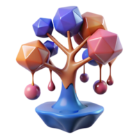 Abstract 3D Render of a Colorful, Dripping Geometric Tree png