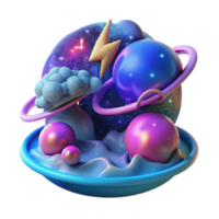 Cosmic Dreamscape 3D Render Abstract Galaxy Background with Planets, Stars, and Clouds png