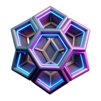 Hexagonal 3D Render Abstract Background with Neon Lights png