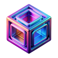 3D Render of Iridescent Cube Abstract Background Image png