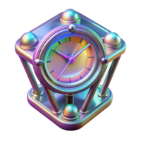 Iridescent 3D Render of a Desk Clock png
