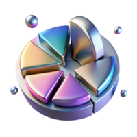 Iridescent 3D Pie Chart Illustration Data Visualization Graphic png