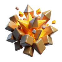 Golden Geometric Explosion 3D Render Abstract Background Image png