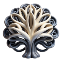 Abstract 3D Tree Illustration Intricate Swirls and Organic Forms png