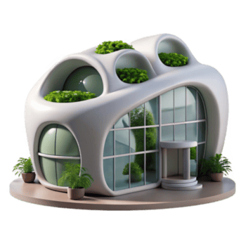 futurista ecológico casa 3d modelo render png