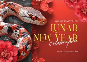 Red White Lunar New Year Celebration Invitation template