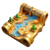 Whimsical 3D Render of a Golden Scroll Game Board png
