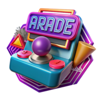 Vibrant 3D Render of Retro Arcade Joystick and Game Console png
