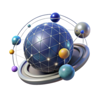 3D Render of a Geometric Planetary System Abstract Background png