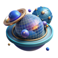 Abstract 3D Render of Celestial Sphere with Geometric Elements png