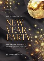 Gold Black Celebrate New Year Party Invitation template