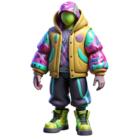 3D Render of a Stylish Cartoon Character in Colorful Outfit png