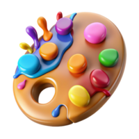 Vibrant 3D Artist's Palette Illustration Colorful Paint Splashes and Glossy Texture png