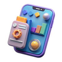 3D Illustration Mobile App Interface Design with Colorful UI Elements png