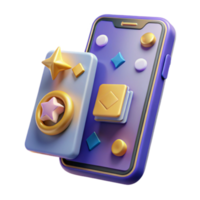 3D Render of Smartphone App with Colorful UI Elements png