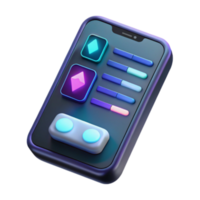 3D Render of Smartphone App Interface with Neon Controls png