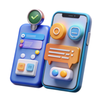 3D Render of Mobile App Interface Design, Colorful Buttons and Icons, User Interface Elements, Digital Technology Illustration png