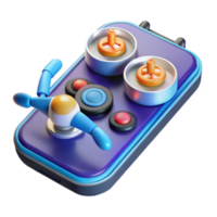 3D Render of a Futuristic Game Controller with Joystick and Buttons png