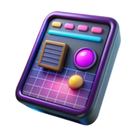Retro Futuristic 3D Render of a Colorful Control Panel Interface png